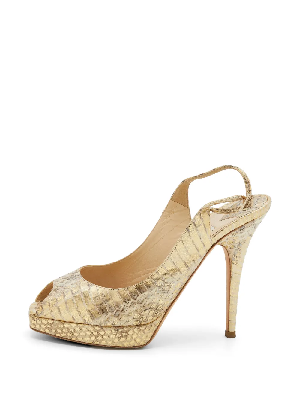 Jimmy Choo Pre-Owned slingback peep-toe pumps - Gold