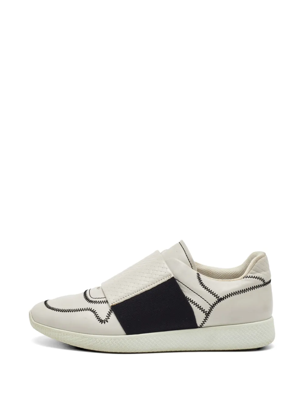 Bottega Veneta Pre-Owned Bottega Veneta White Leather Intrecciato Slip On Sneakers Size 42.5 - Nude