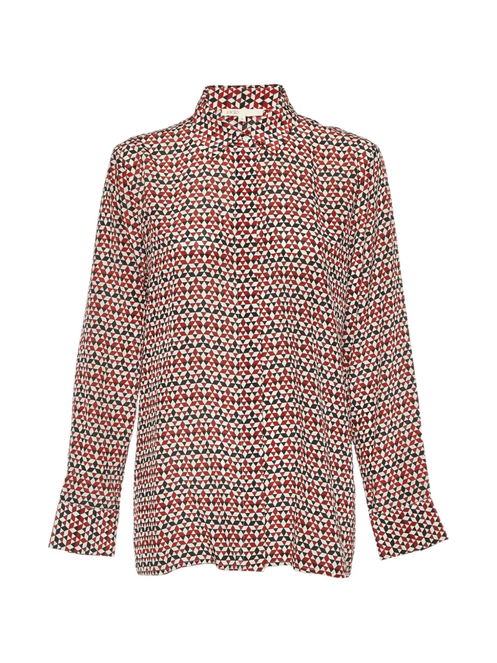 Maje geometric-print silk shirt - Rosso
