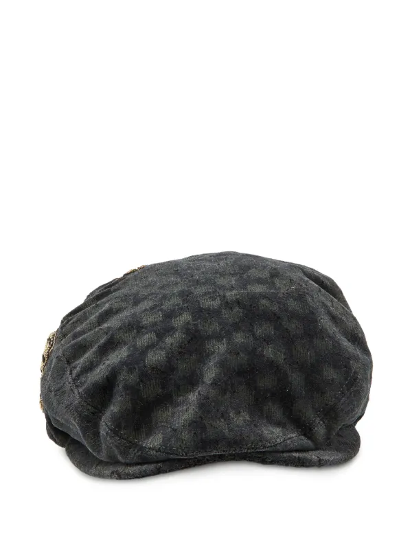 Dolce & Gabbana Pre-owned Embellished Velvet Cap in Grey