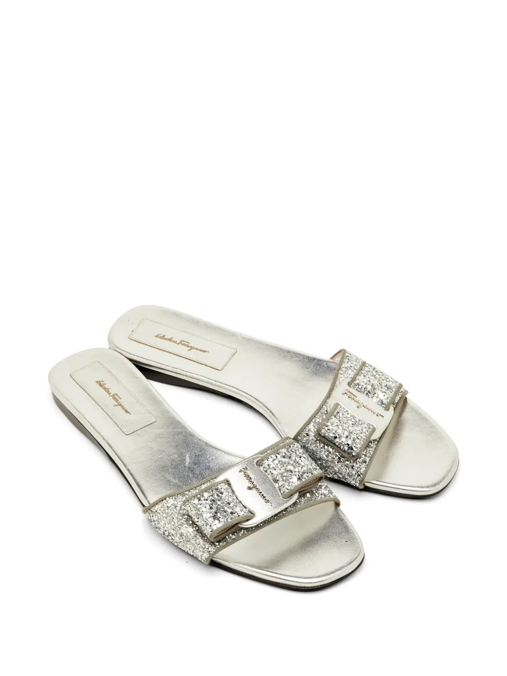 Ferragamo Pre-Owned Vicky glitter bow sandals - Argento