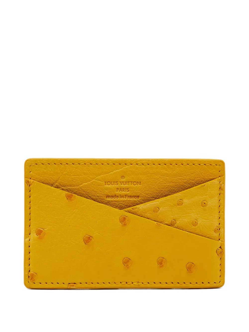 Pre-owned Louis Vuitton Ostrich Leather Card Holder In Yellow