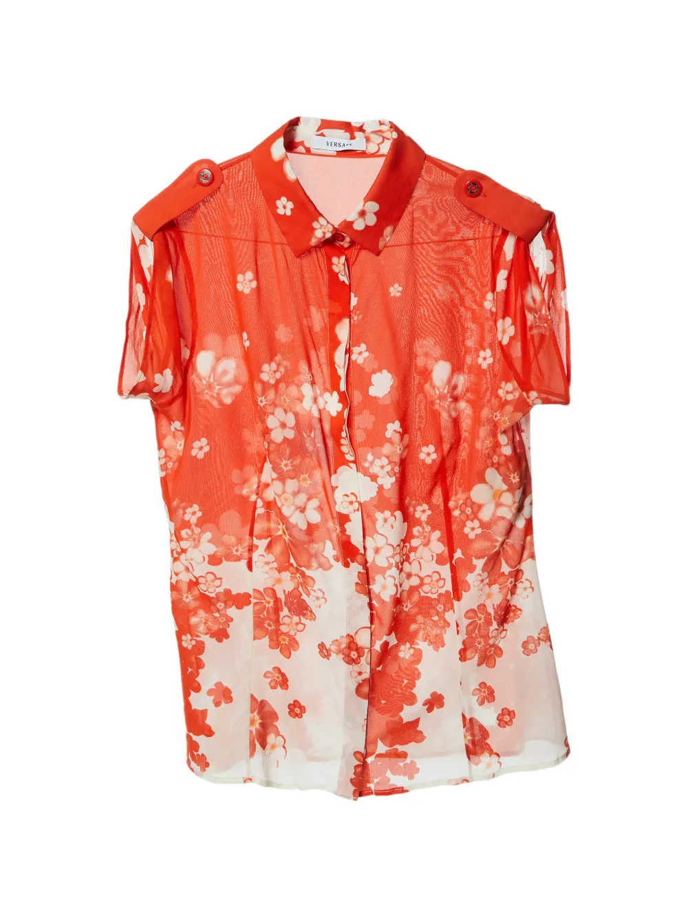 Versace Pre-Owned floral-print button-front blouse - Orange