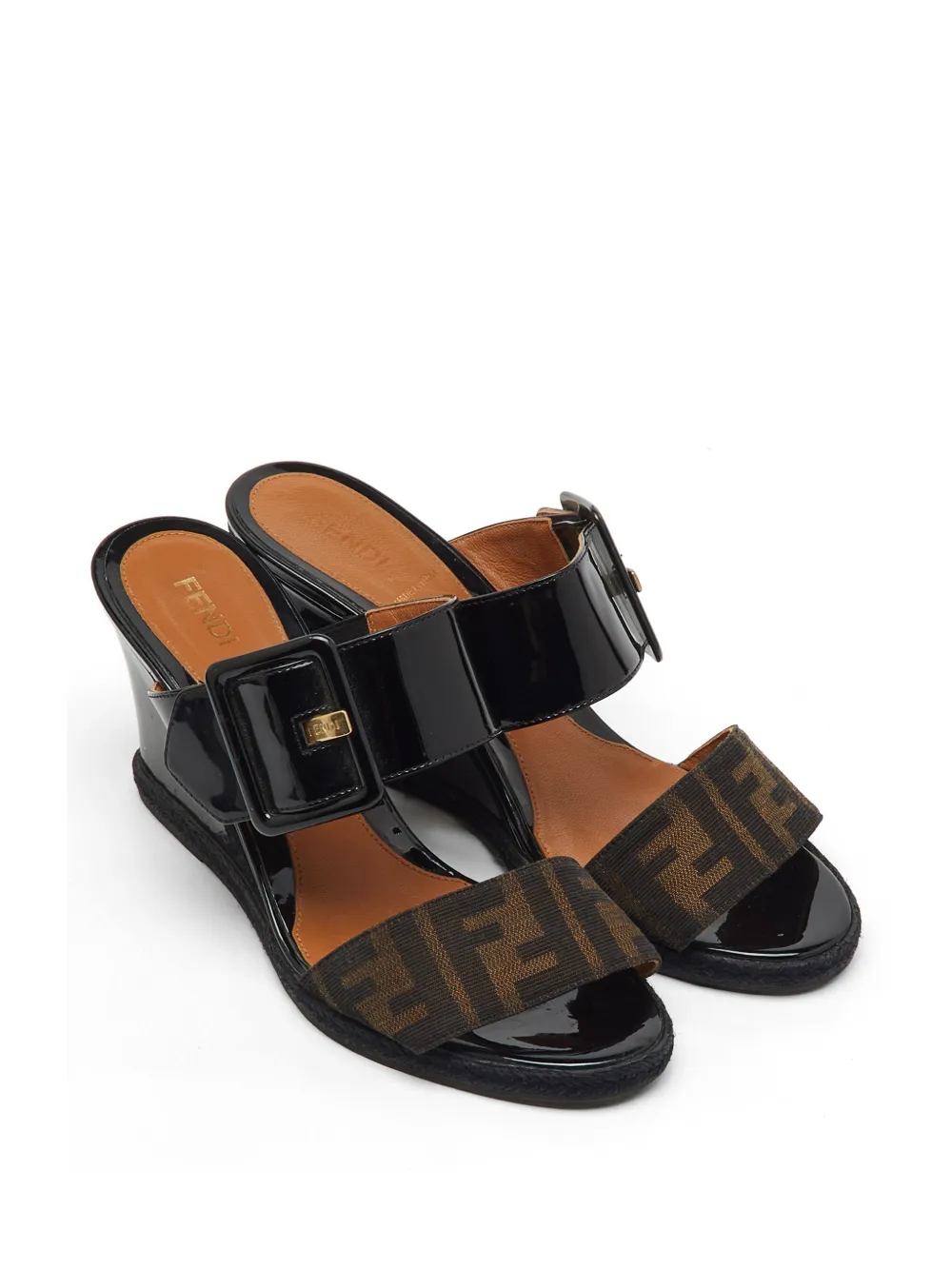 Fendi Pre-Owned Zucca canvas wedge sandals - Schwarz