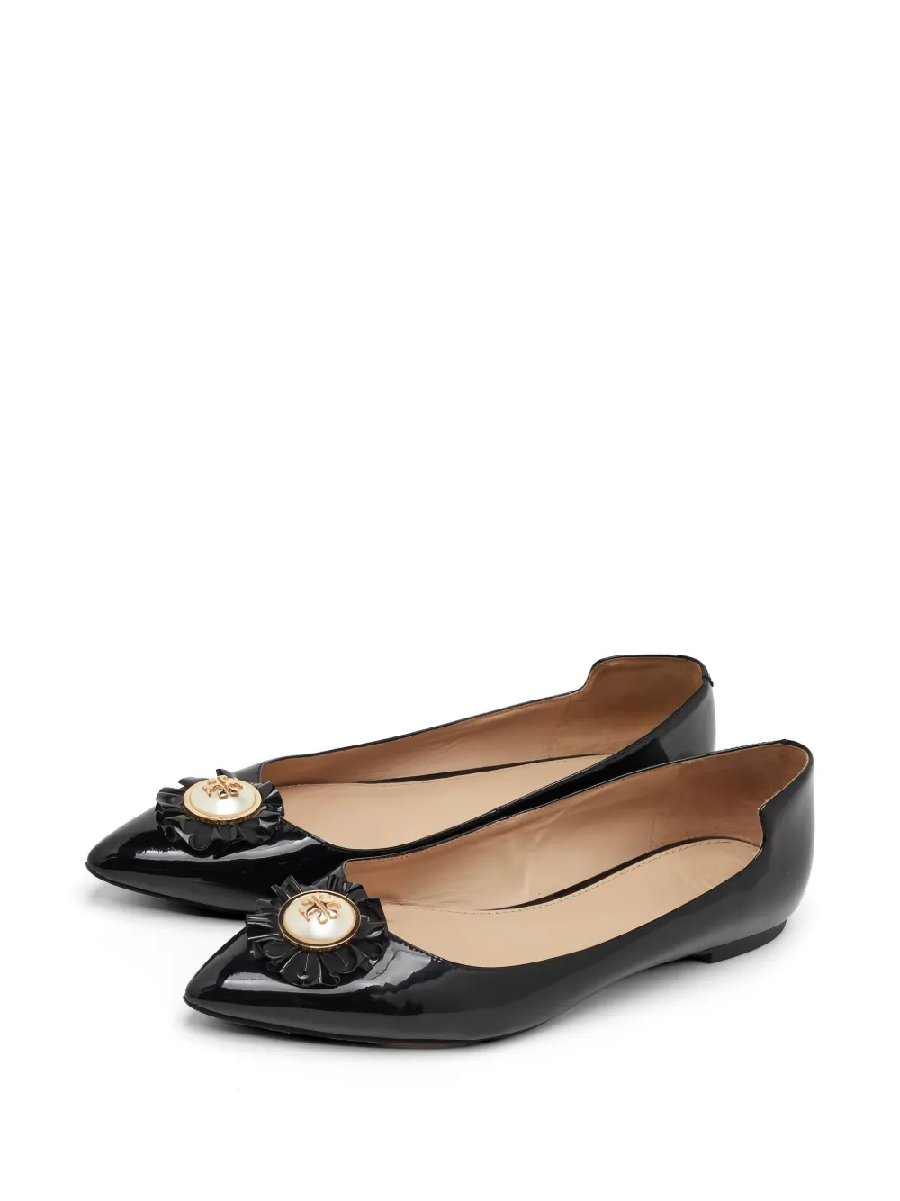 トリーバーチ MELODY FLAT ブラック パール フラットシューズ 25 Tory Burch Melody Pearl フラットシューズ | ブラック | FARFETCH JP