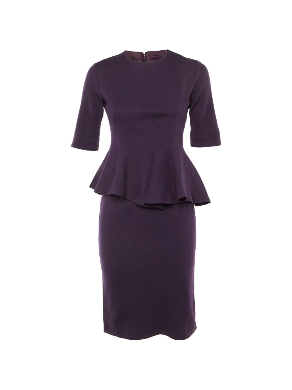 Carolina Herrera Vintage peplum-waist midi dress - Purple