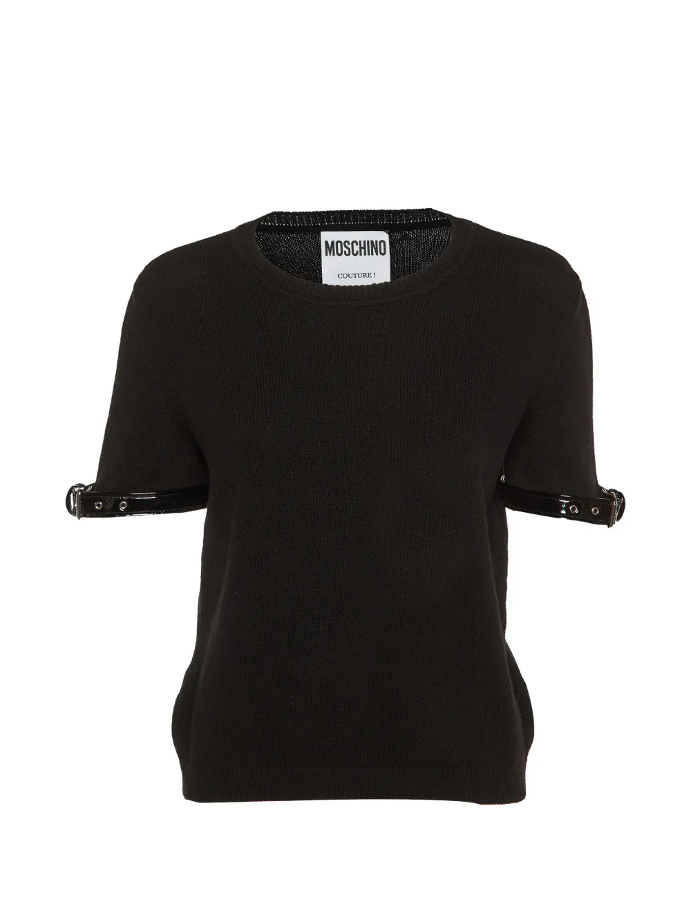 Pre-owned Moschino Belted-cuff-detail Sweater In Black