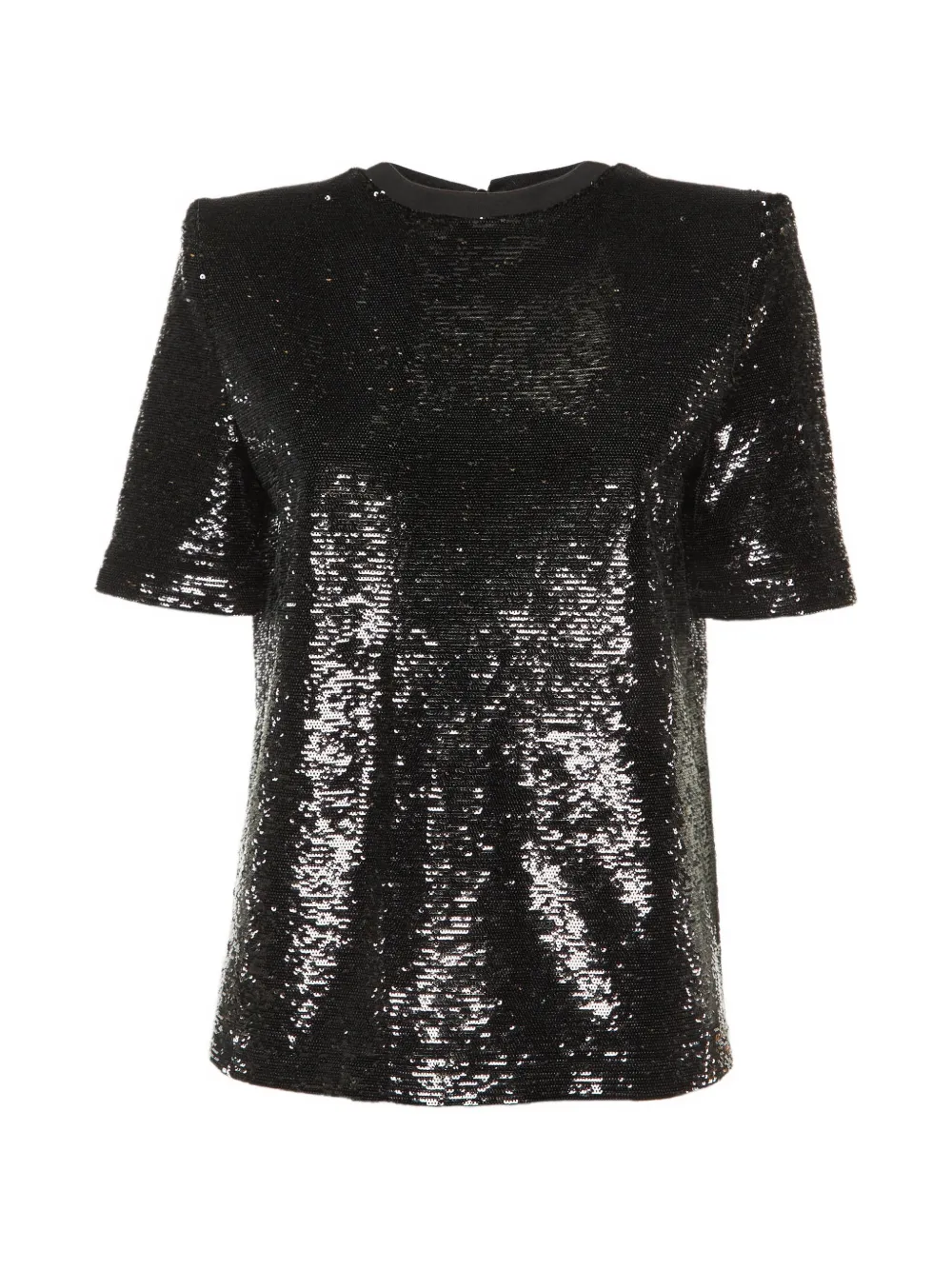 The Attico sequined structured-shoulder T-shirt - Nero