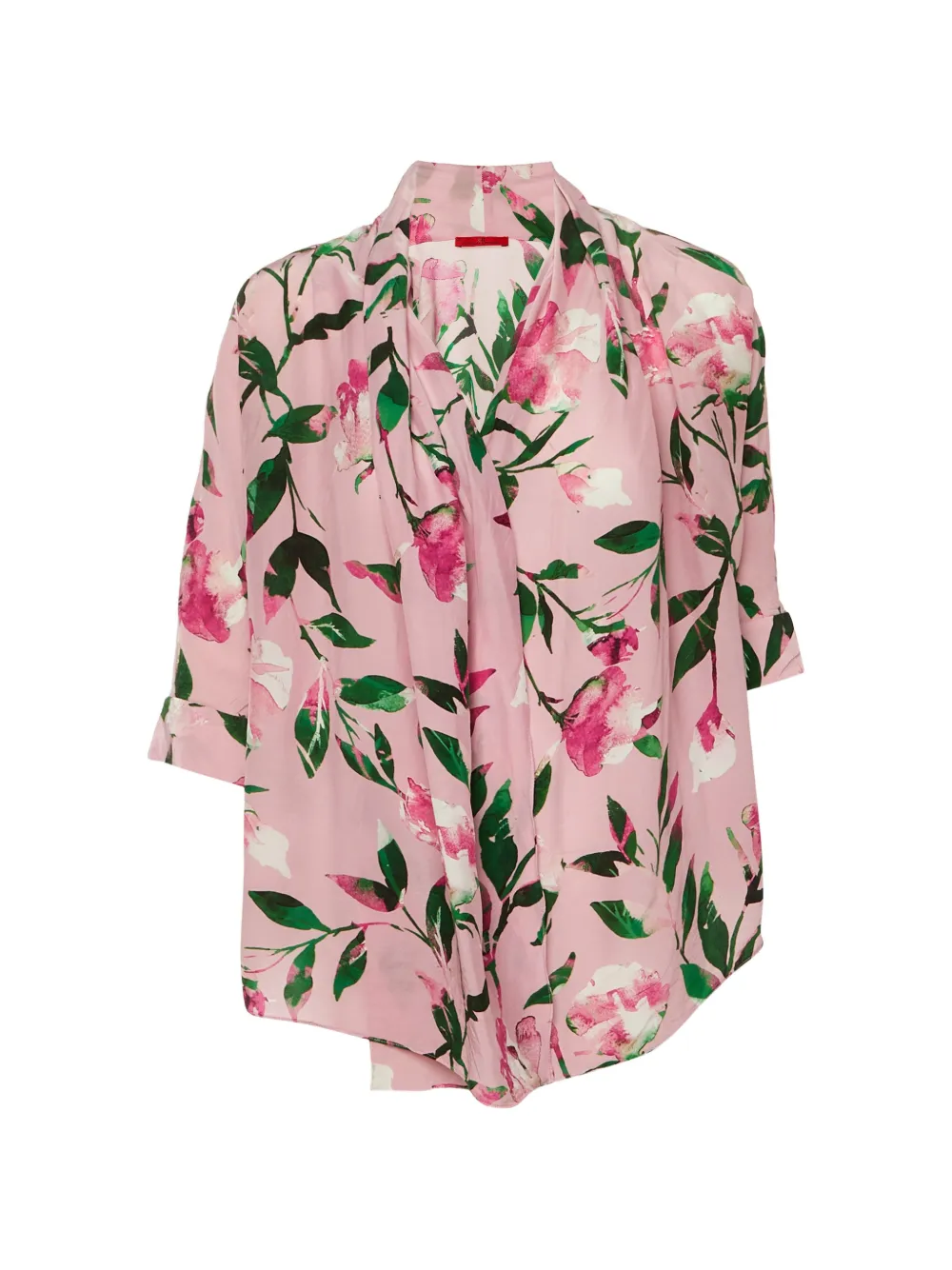 Carolina Herrera Vintage floral-print wrap blouse - Rosa