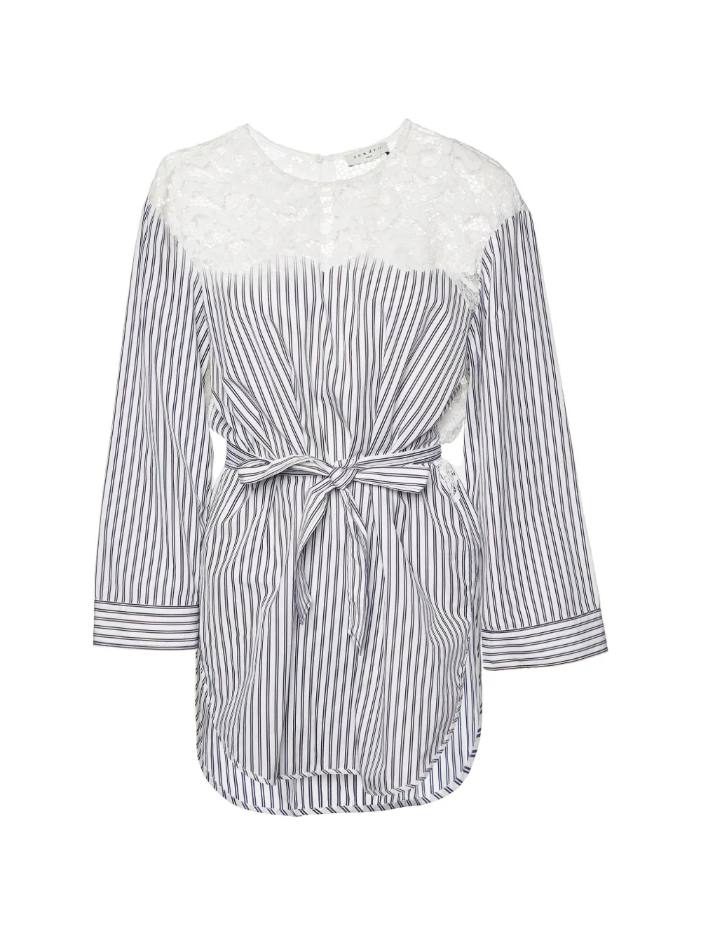 SANDRO lace-trim striped top - Bianco