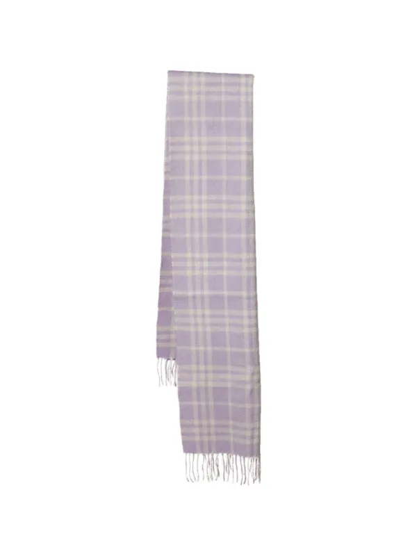 Burberry Pre-owned Checked Fringed Scarf in Purple
