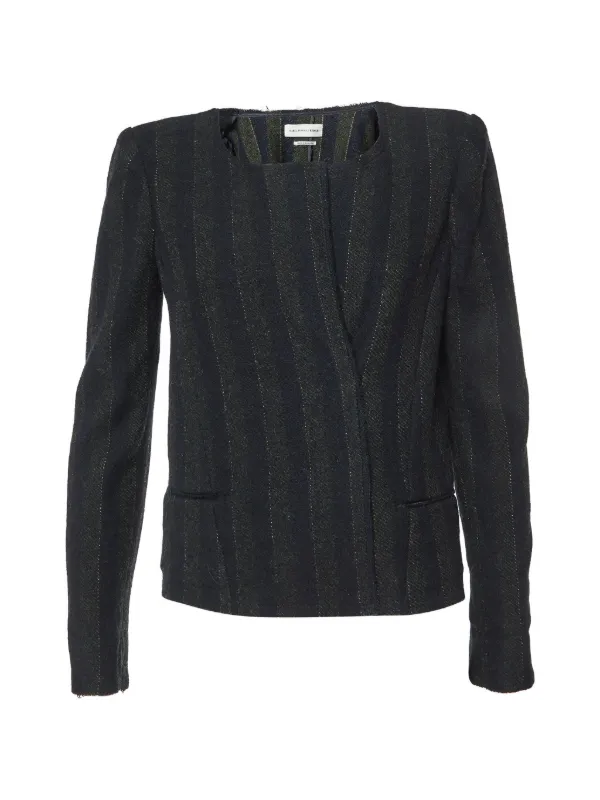 Isabel Marant ノーカラージャケット ブラック・ホワイト Isabel Marant Vintage ストライプ ノーカラージャケット | ブラック
