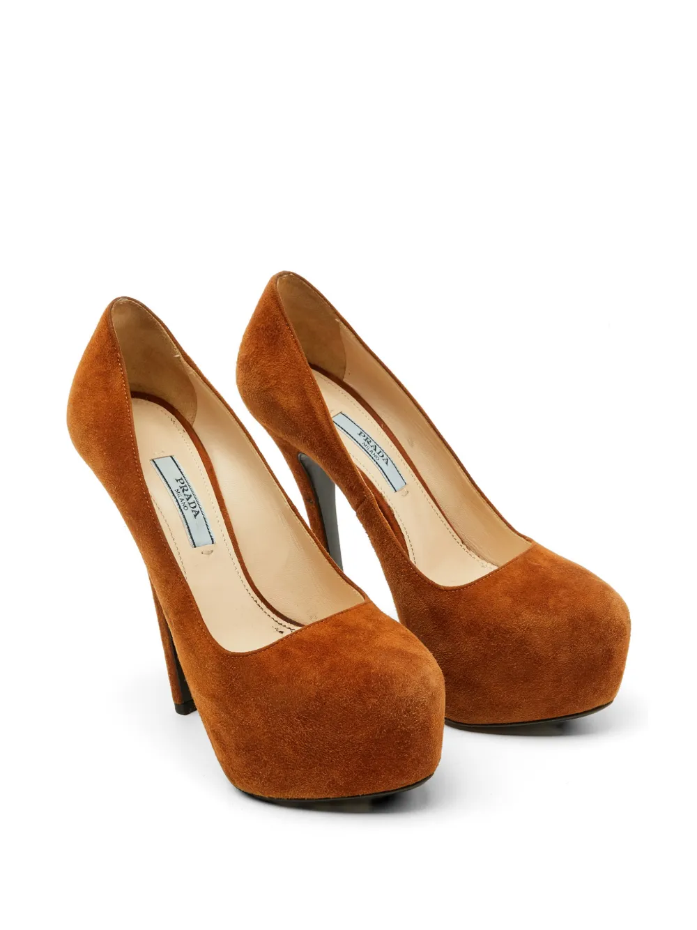 Prada Pre-Owned round-toe platform pumps - Marrone