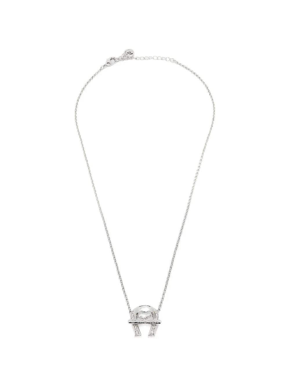 Aigner Vintage logo crystal-embellished necklace - Argento
