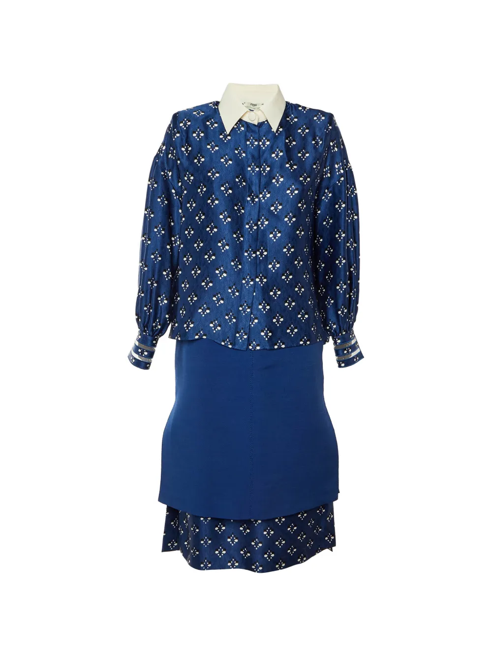 Pre-owned Fendi Printed Silk Dress In Blue