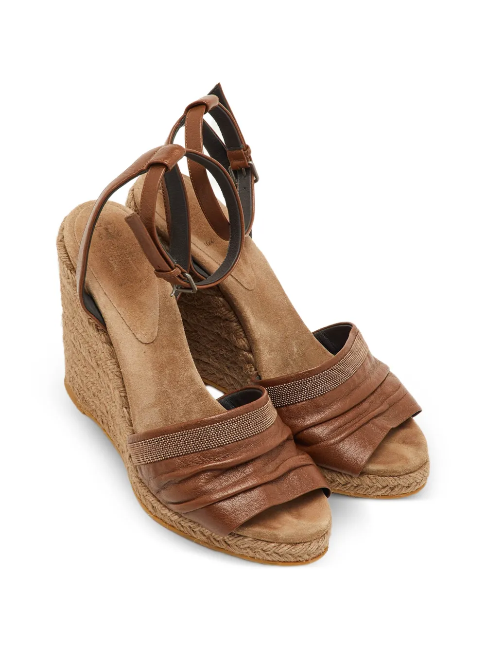 Brunello Cucinelli Vintage monili-chain espadrille wedge sandals - Marrone