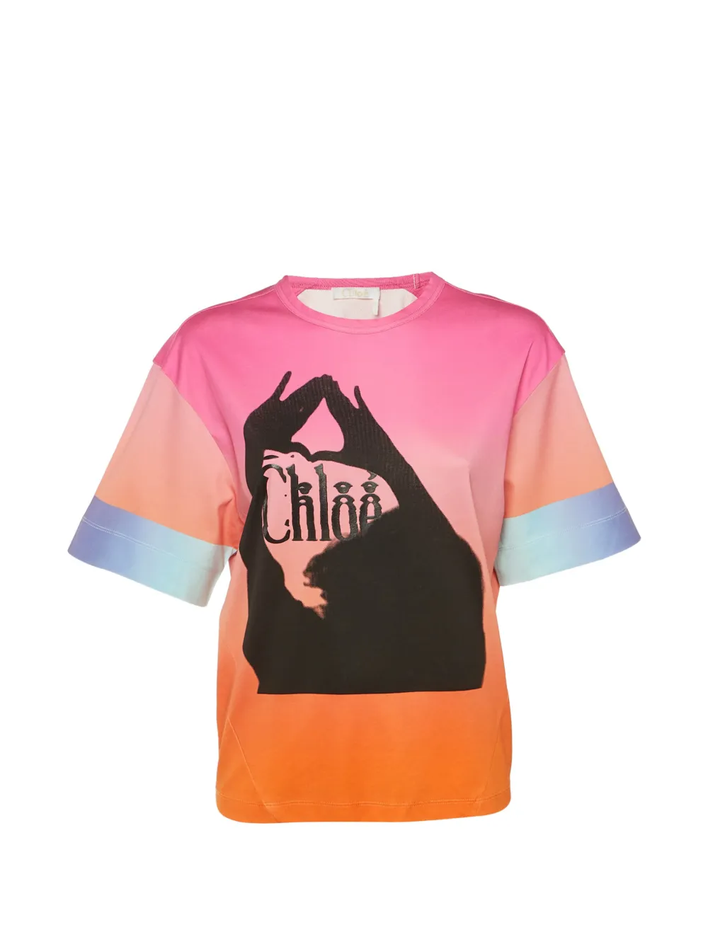 Chloé Pre-Owned logo-print ombre T-shirt - Rosa