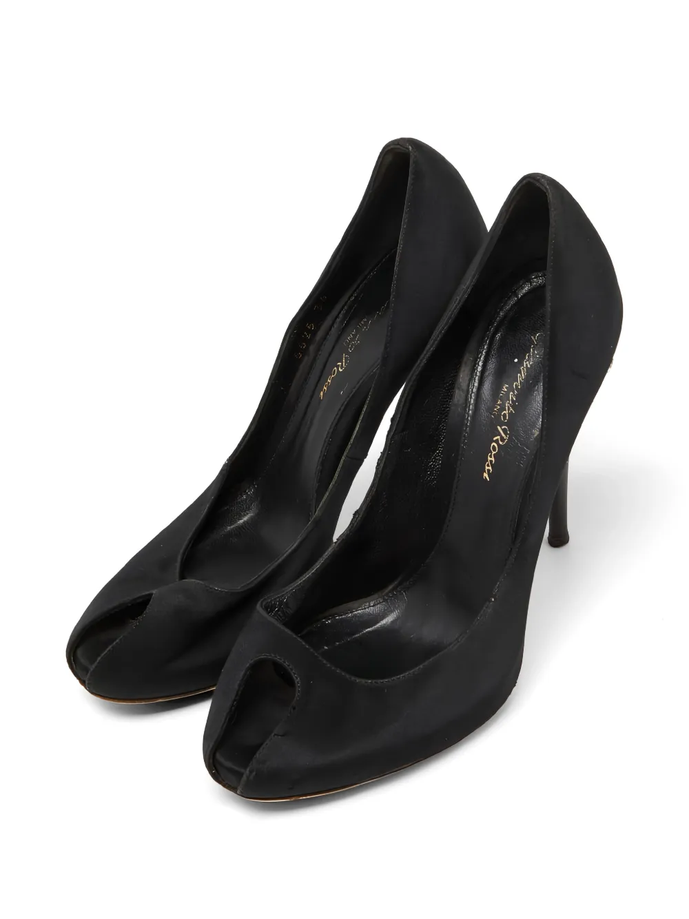 Gianvito Rossi crystal-embellished peep-toe heeled pumps - Schwarz