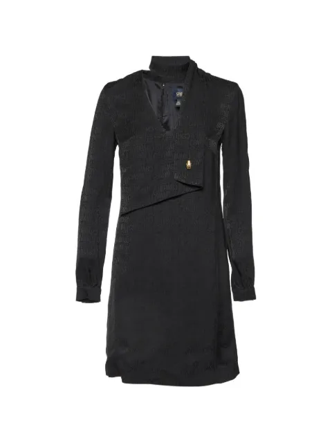 Cavalli Class logo-pattern long-sleeve V-neck dress