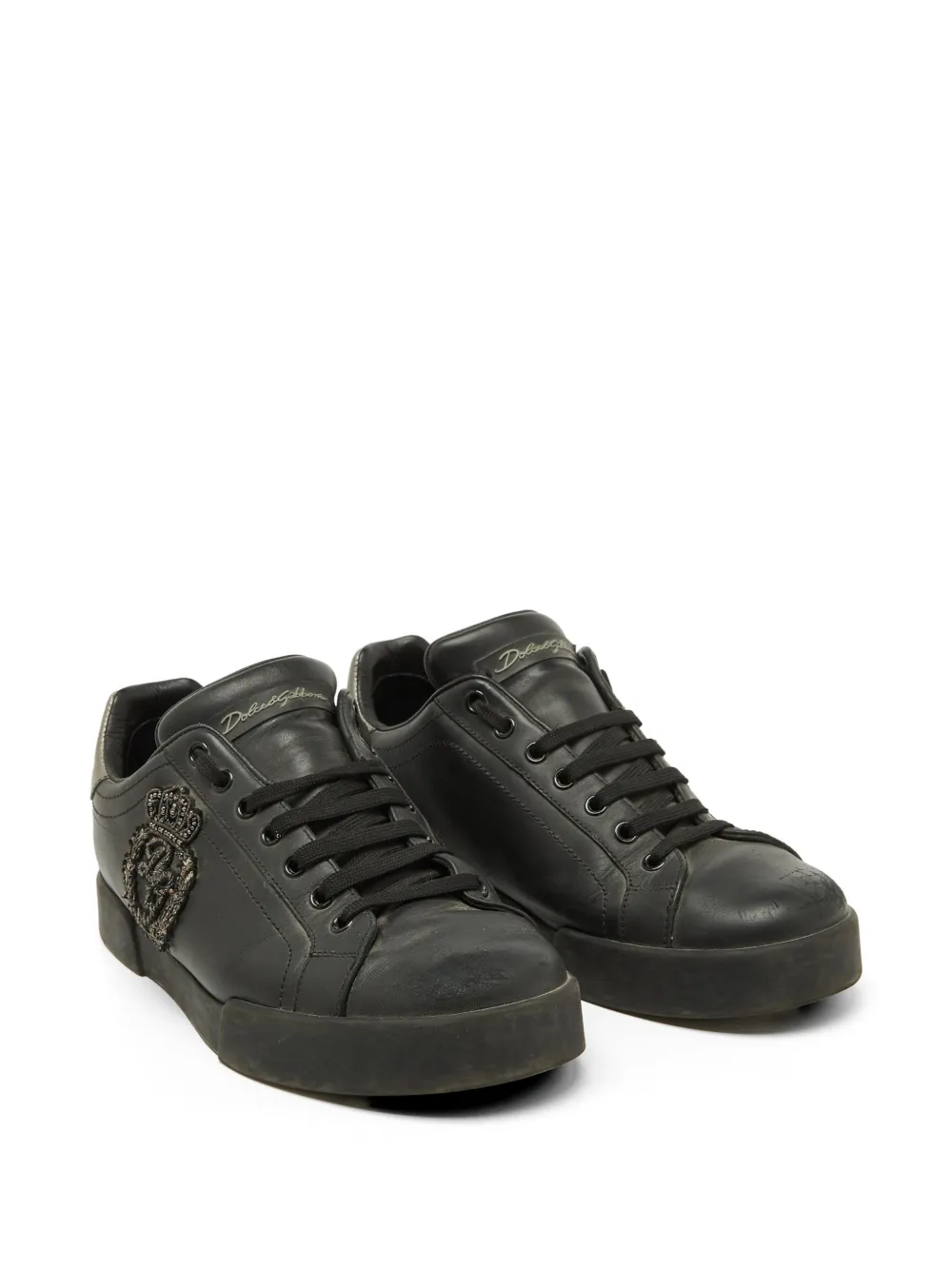 Dolce & Gabbana Pre-Owned Portofino crown-patch sneakers - Nero