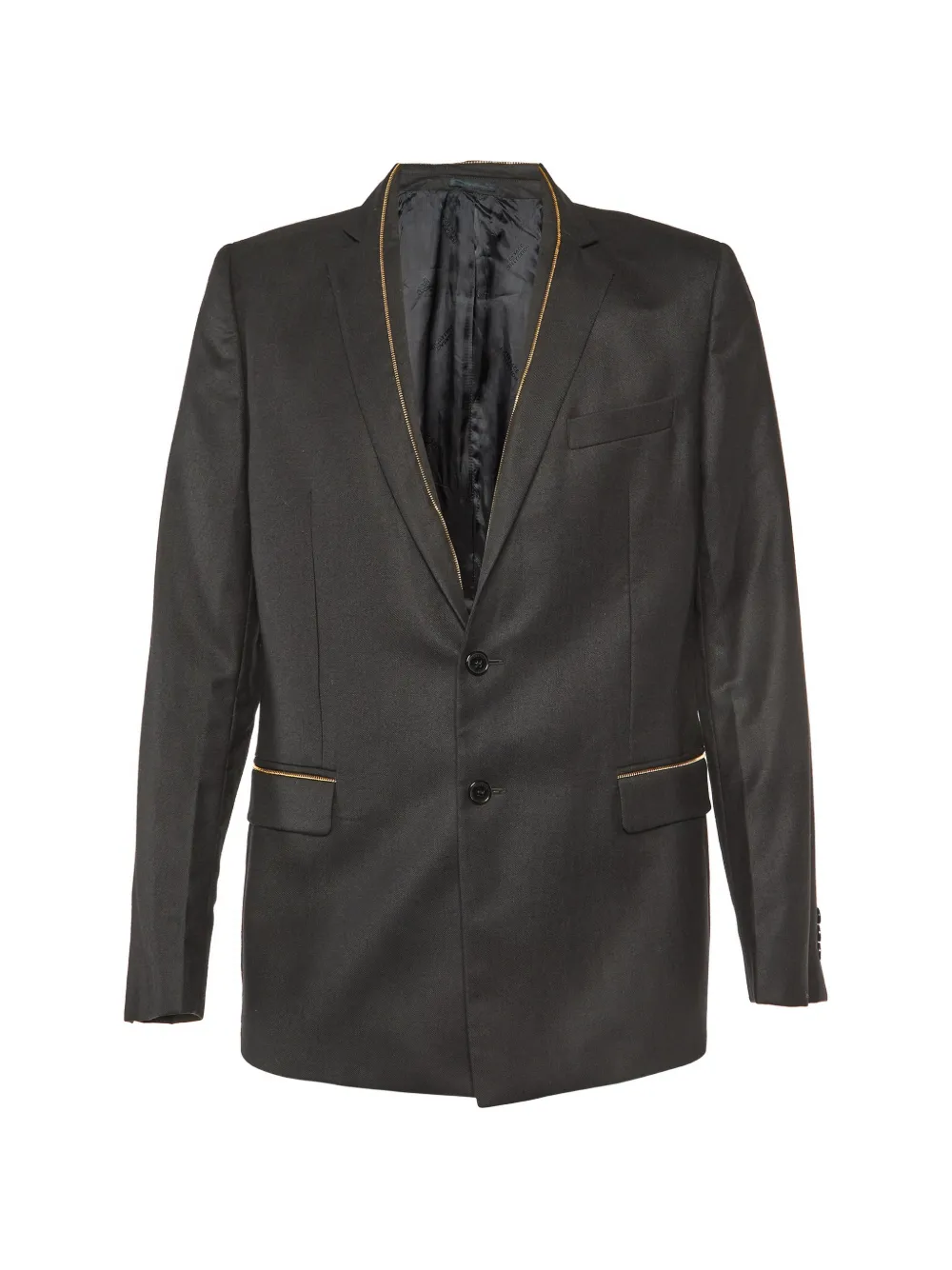 Pre-owned Versace Zip-detail Blazer In Black