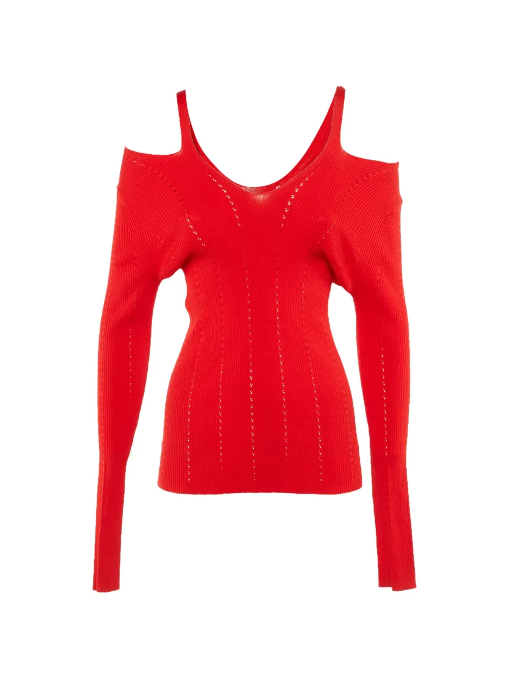 SANDRO cold-shoulder ribbed top - Rosso