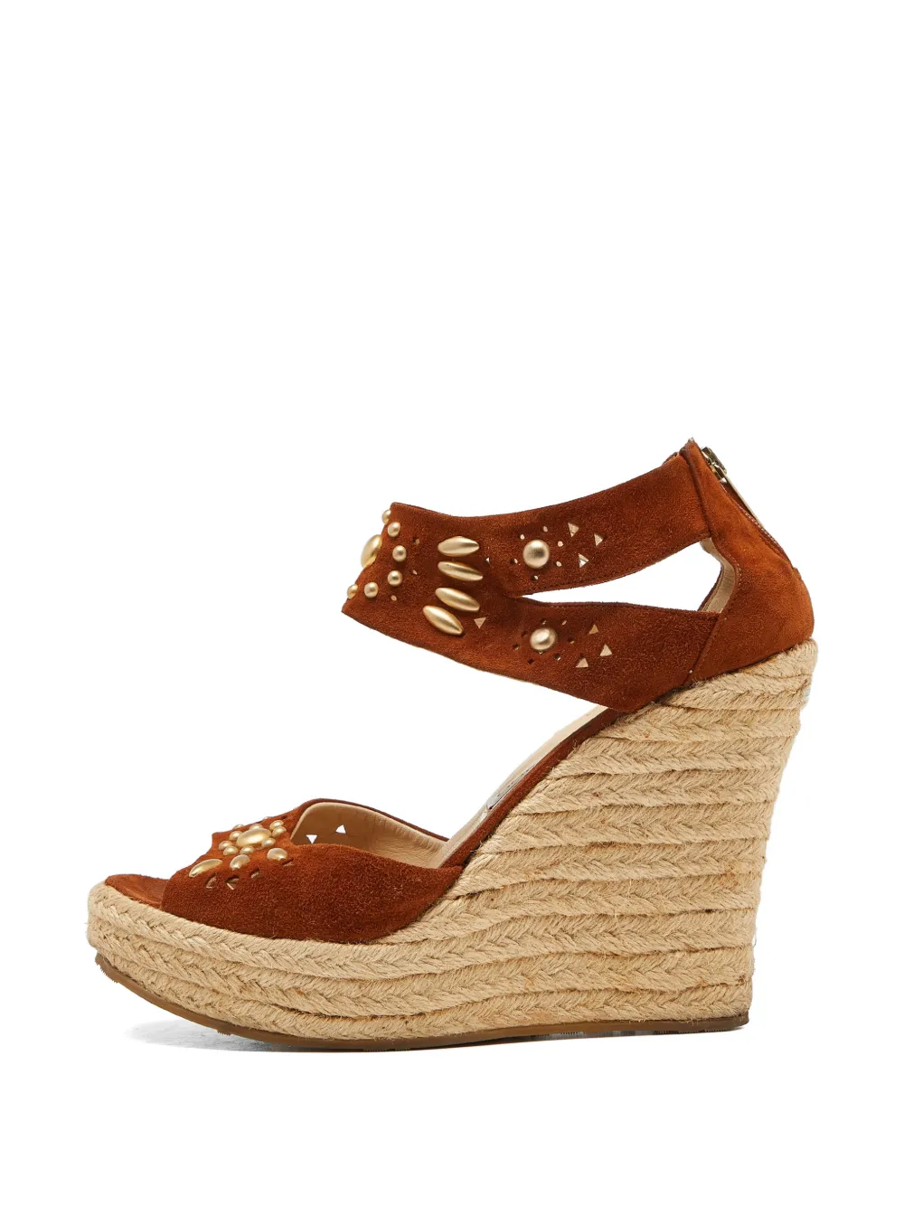 Jimmy Choo Pre-Owned studded wedge sandals - Braun