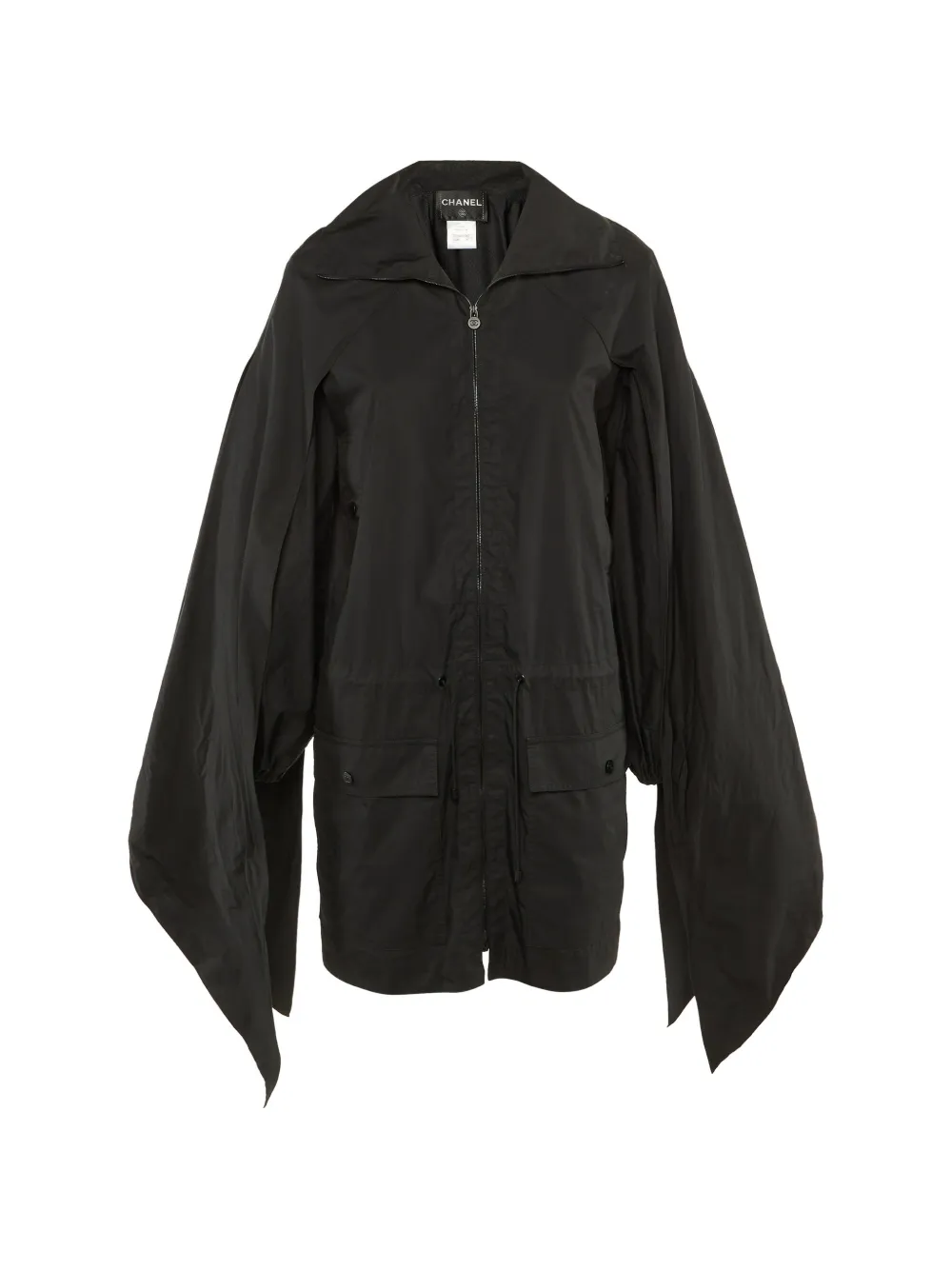 CHANEL Pre-Owned Sleeve-tie windbreaker jacket - Black