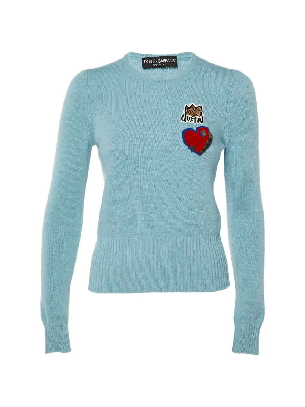 Pre-owned Dolce & Gabbana Heart Crown Patch Sweater In Blue