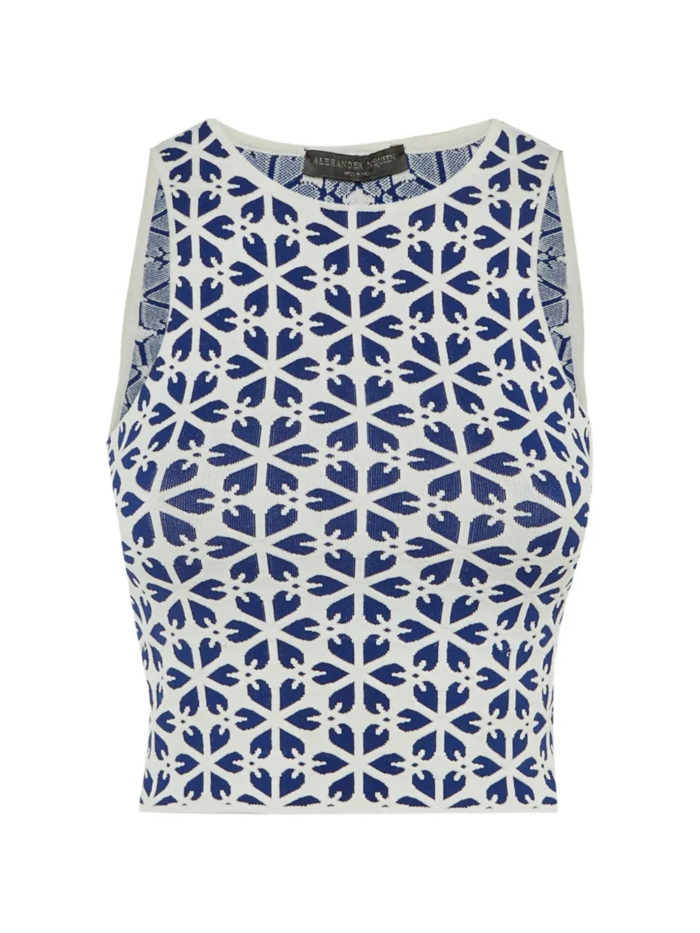 Alexander McQueen Pre-Owned floral-jacquard knit crop top - Blanc
