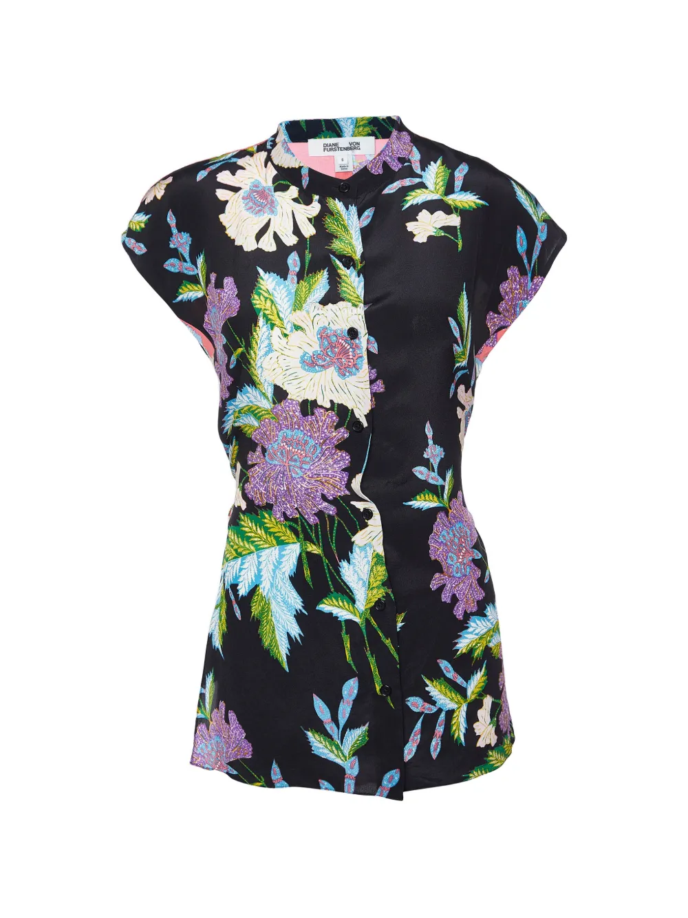 DVF Diane von Furstenberg floral-print silk blouse - Schwarz