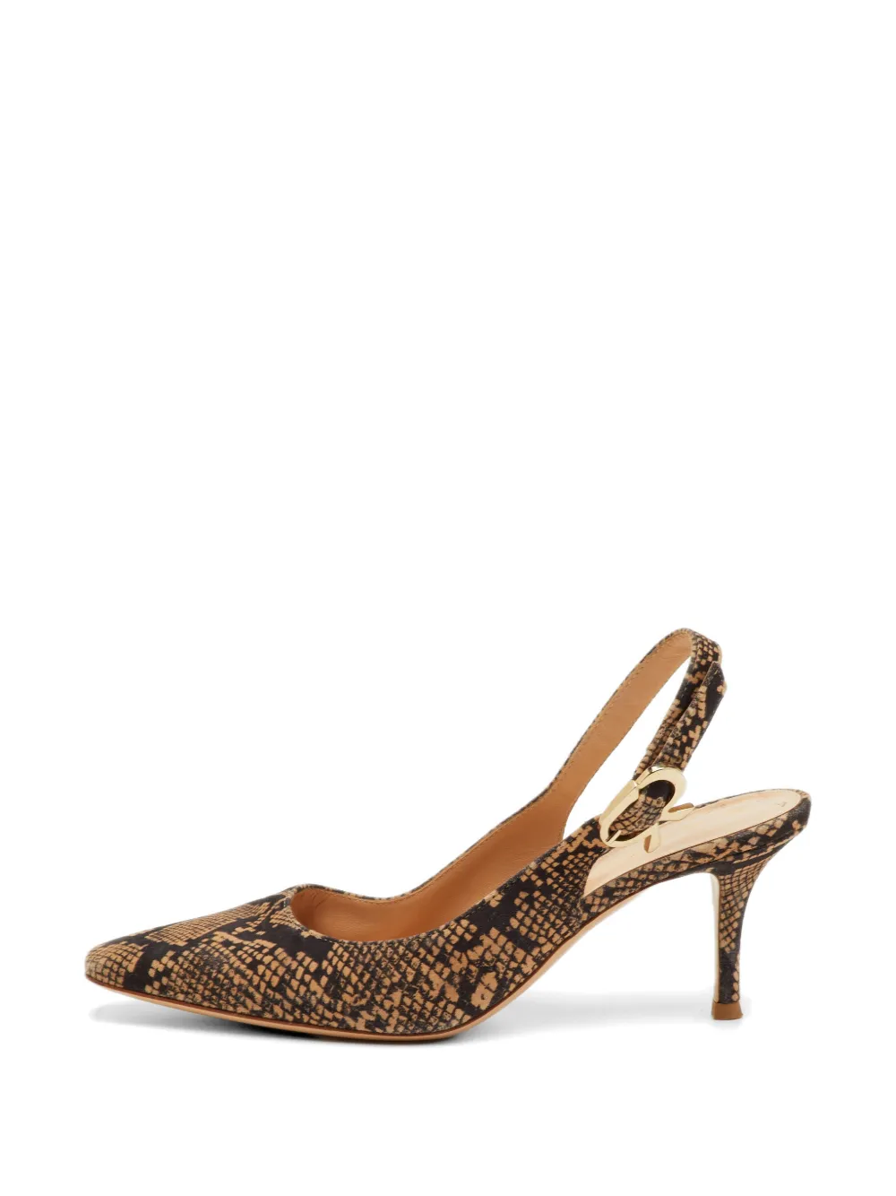 Gianvito Rossi python-print pointed-toe pumps - Nude