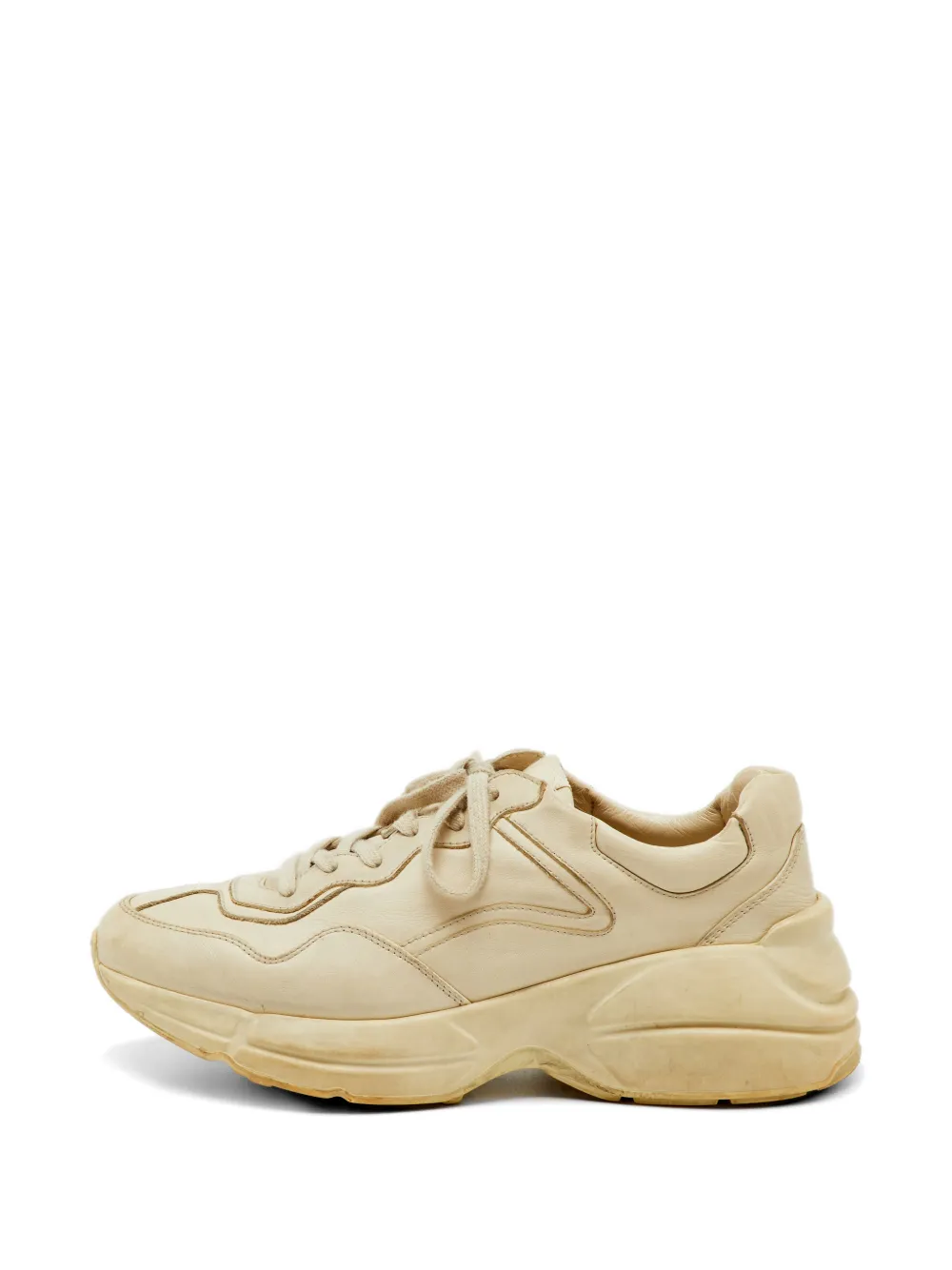 Gucci Pre-Owned Rhyton distressed lace-up sneakers - Nude