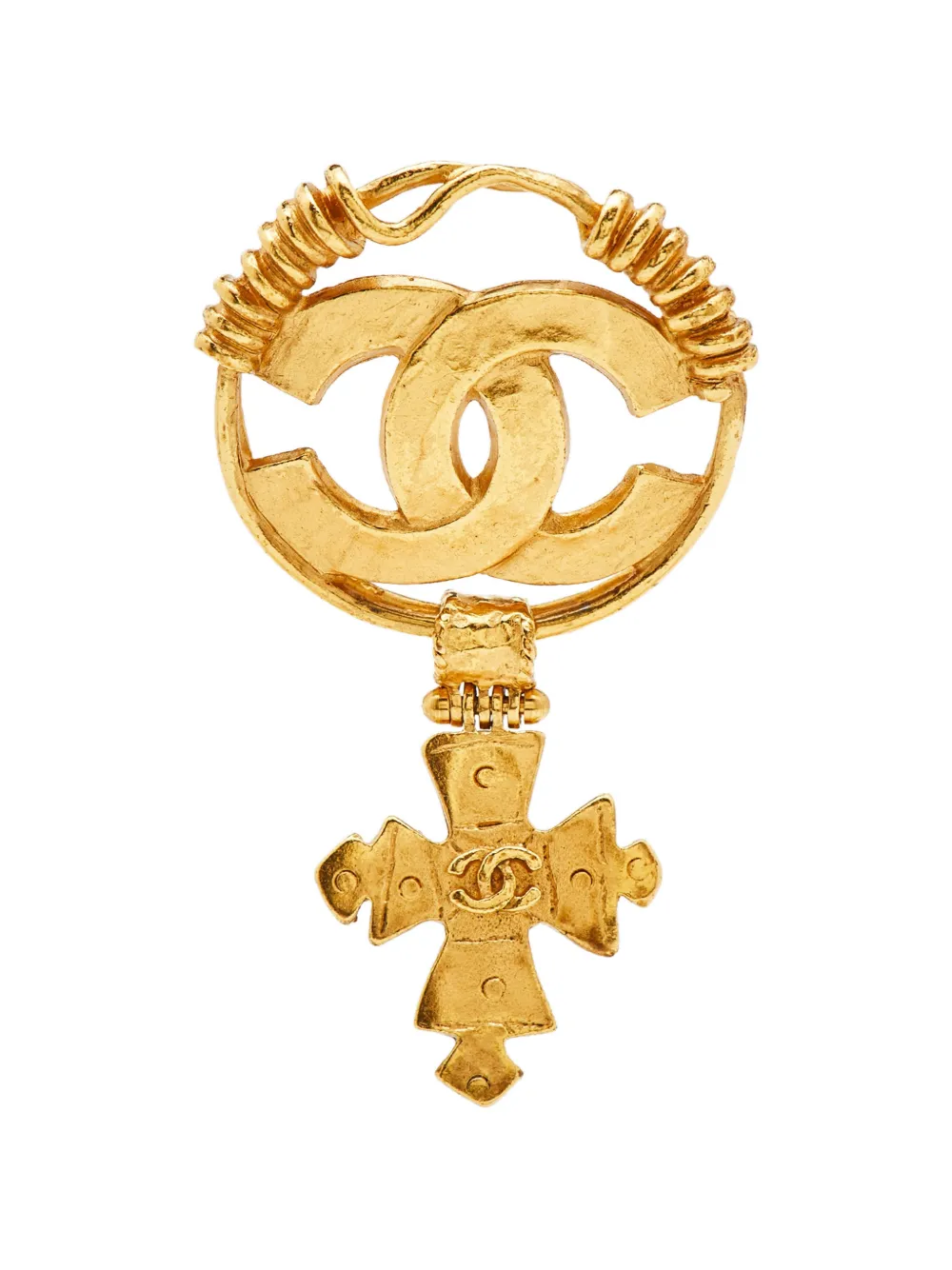 CHANEL Pre-Owned CC-logo brooch - Oro