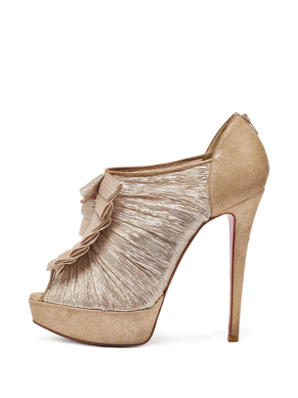Christian Louboutin Pre-Owned Canon ruffled peep-toe heeled pumps - Gold