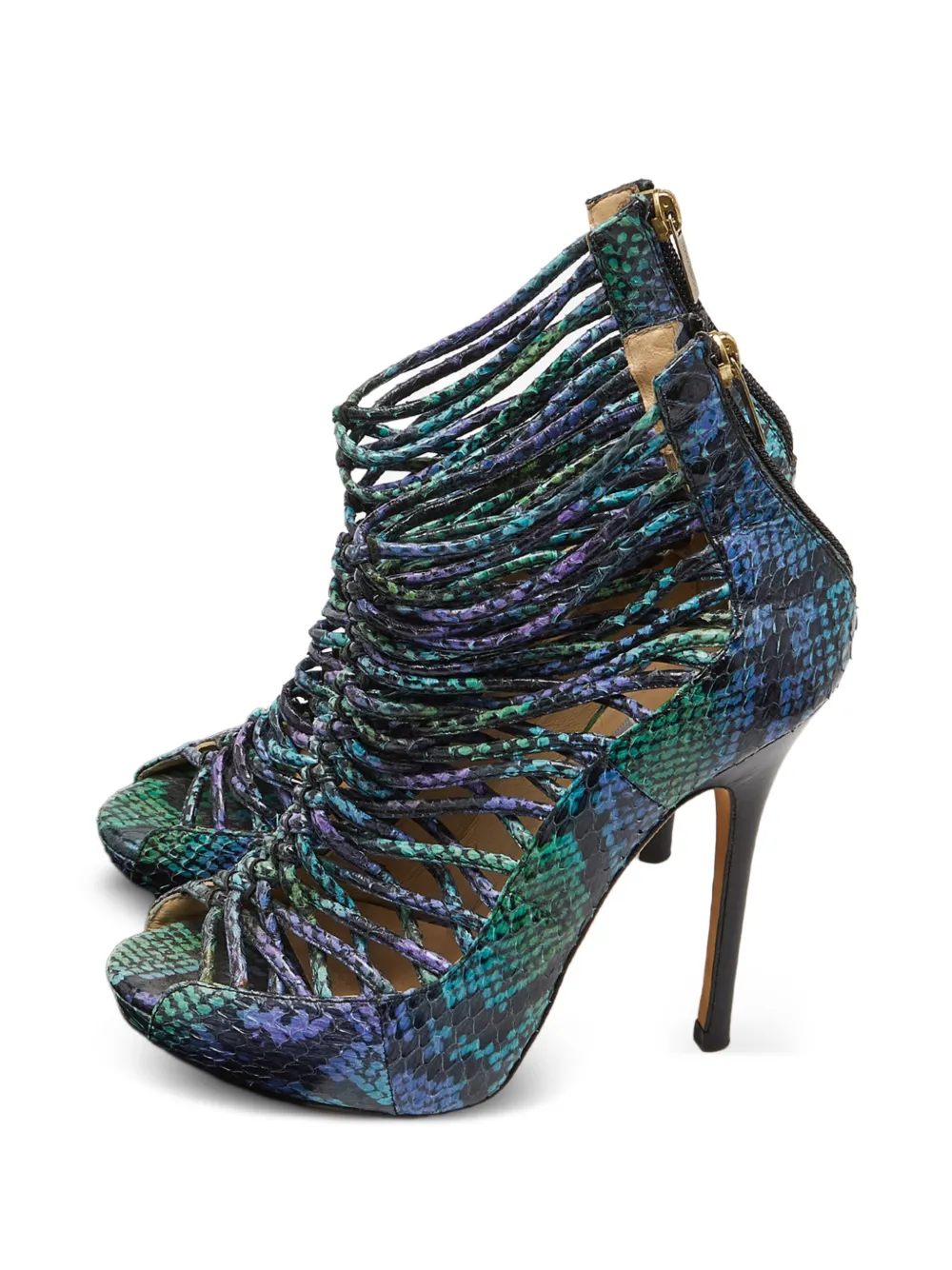 Jimmy Choo Pre-Owned sandales à effet peau de serpent à brides - Vert