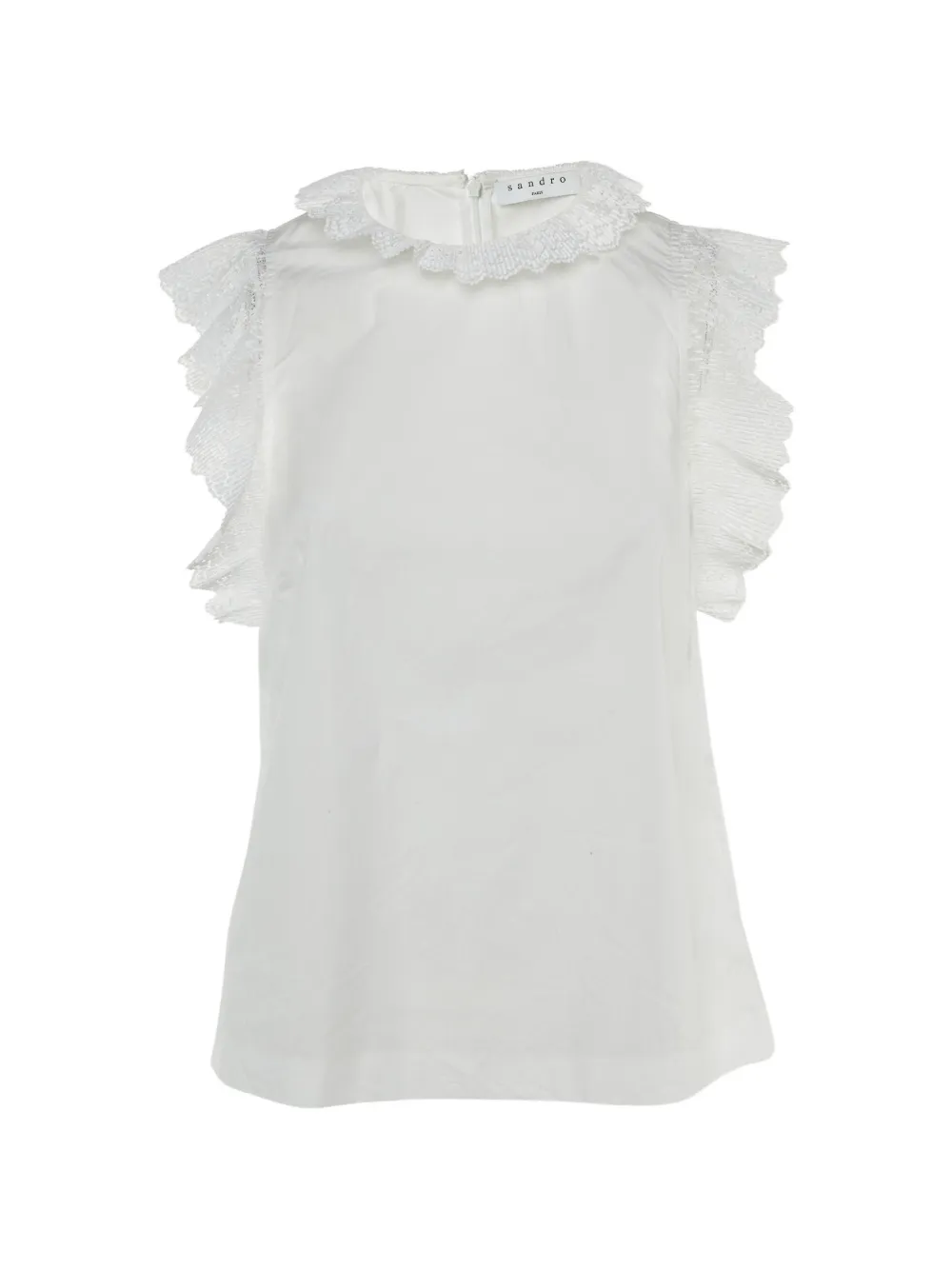 SANDRO ruffle-trim cotton blouse - Bianco