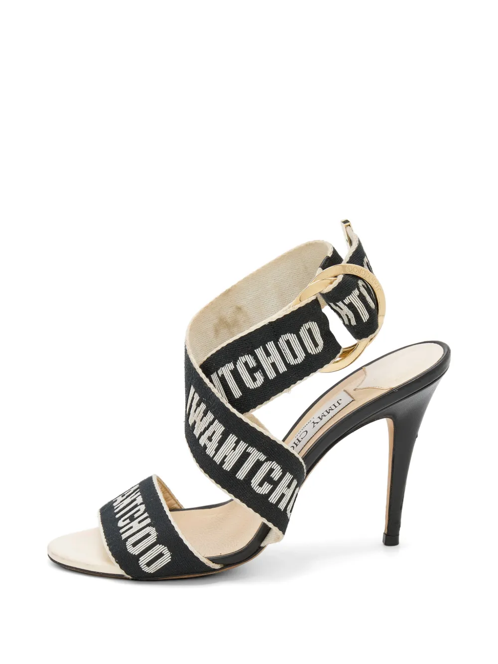 Jimmy Choo Pre-Owned Bailey logo-strap sandals - Schwarz