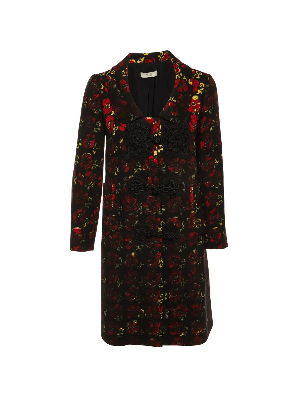 Prada Pre-Owned floral-print frog-fastening coat - Nero