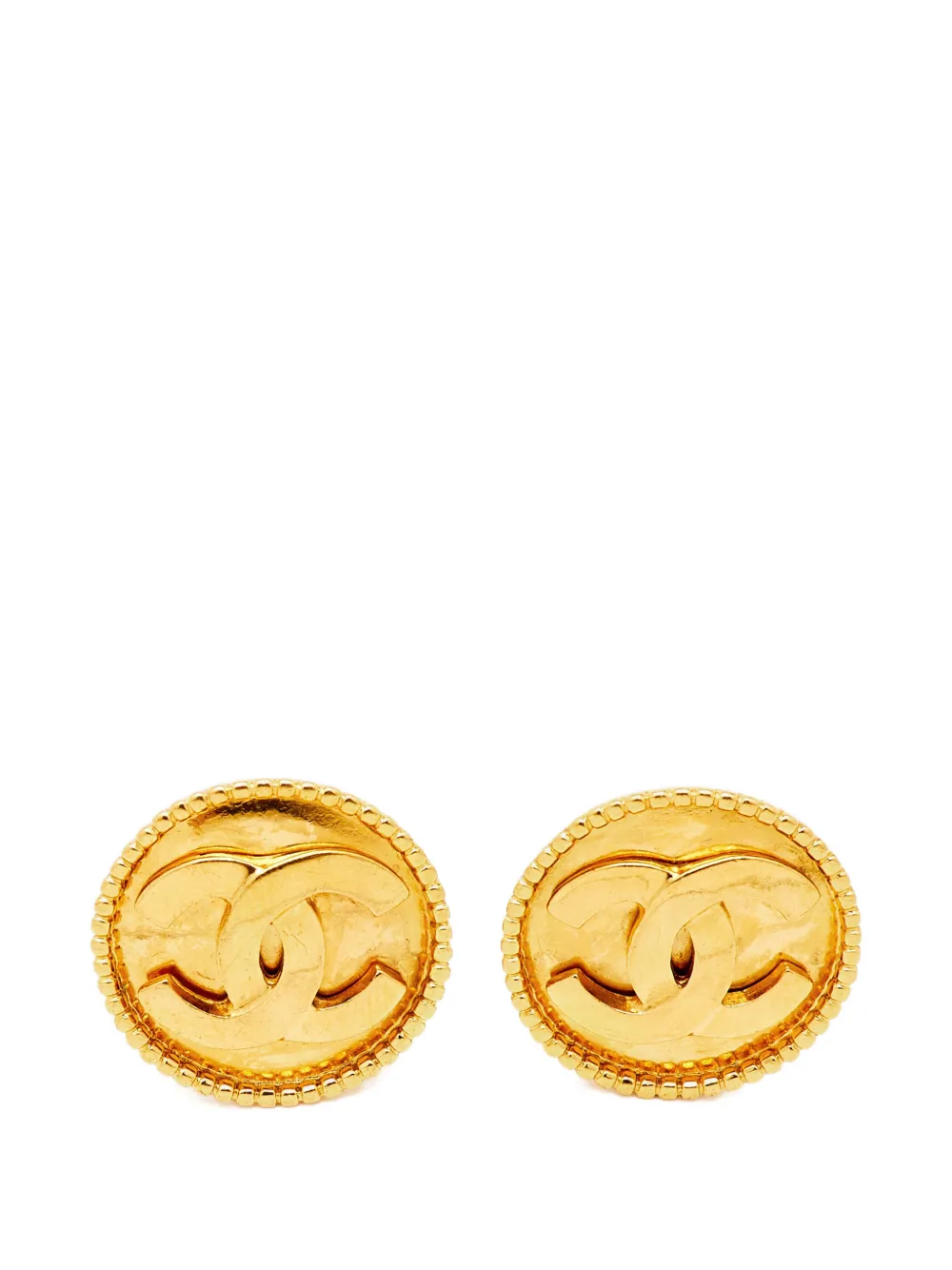 CHANEL Pre-Owned CC round clip-on earrings - Gold