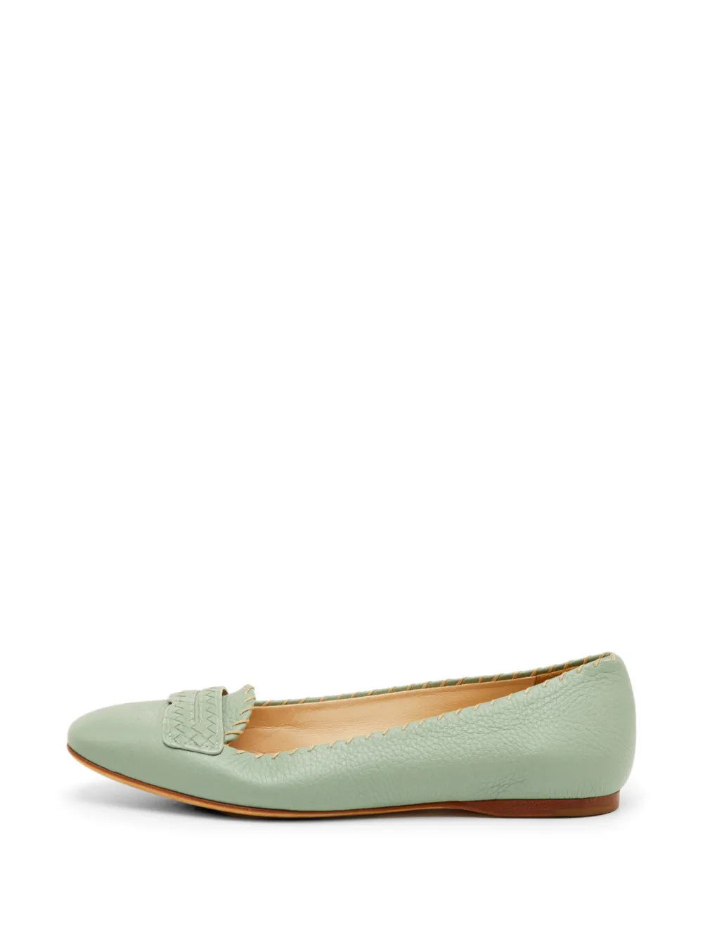 Bottega Veneta Pre-Owned Intrecciato-detail ballet flats - Grün
