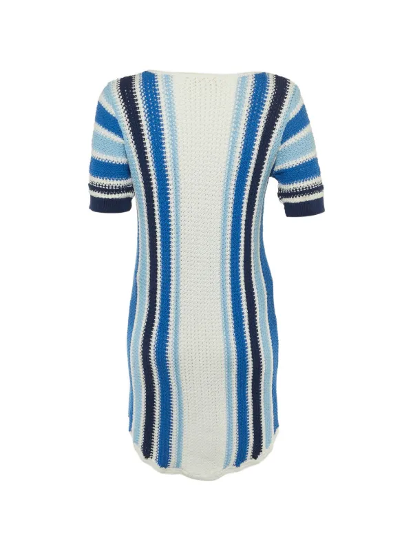 maje blue crochet dress with panels For Women Its skater cut Maje Embellished Crochet Midi Dress