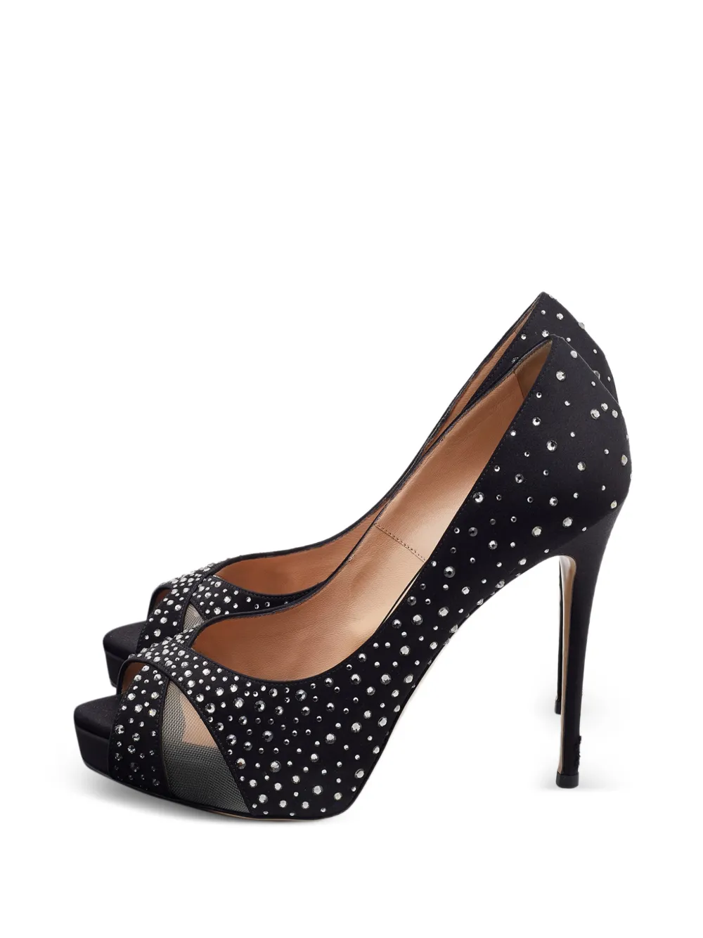 Valentino Garavani Pre-Owned crystal-embellished platform pumps - Nero