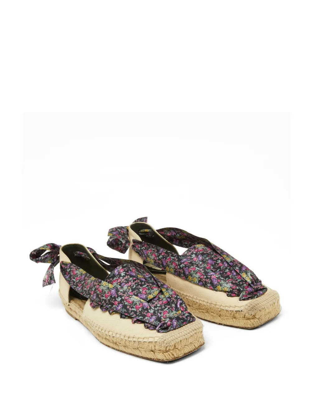 Balenciaga Pre-Owned floral-print lace-up espadrilles - Nero