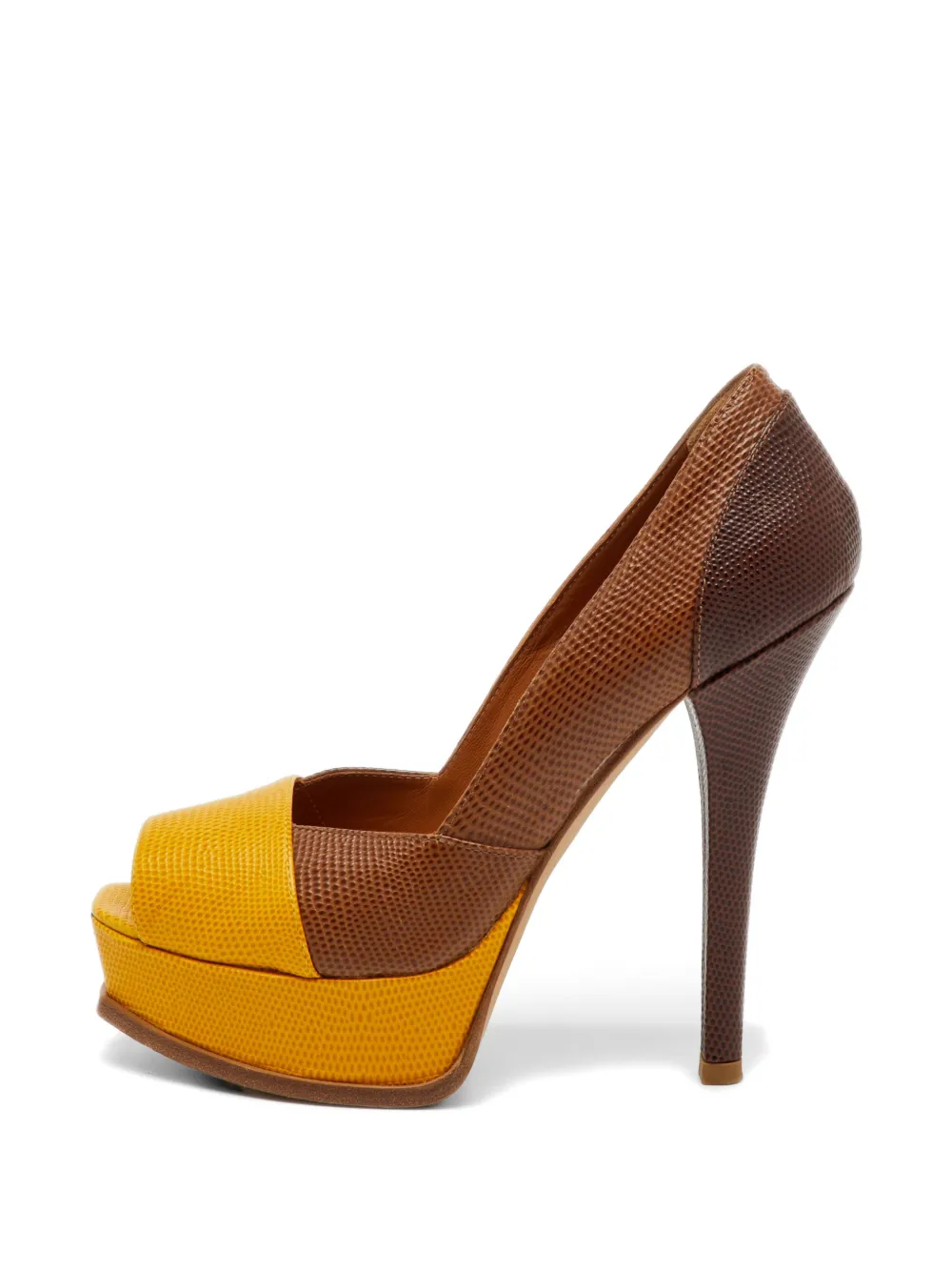 Fendi Pre-Owned Fendista lizard-effect pumps - Marrone