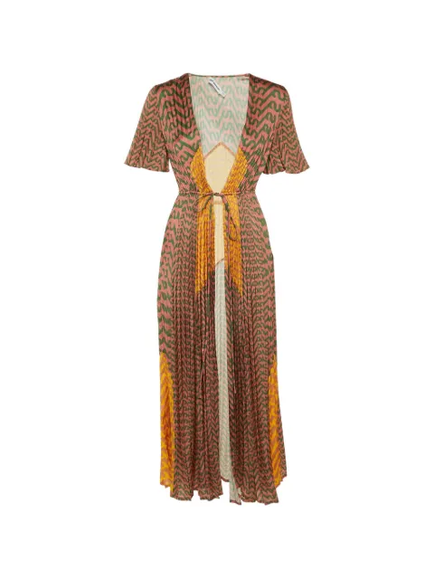 Self-Portrait printed plissé maxi dress
