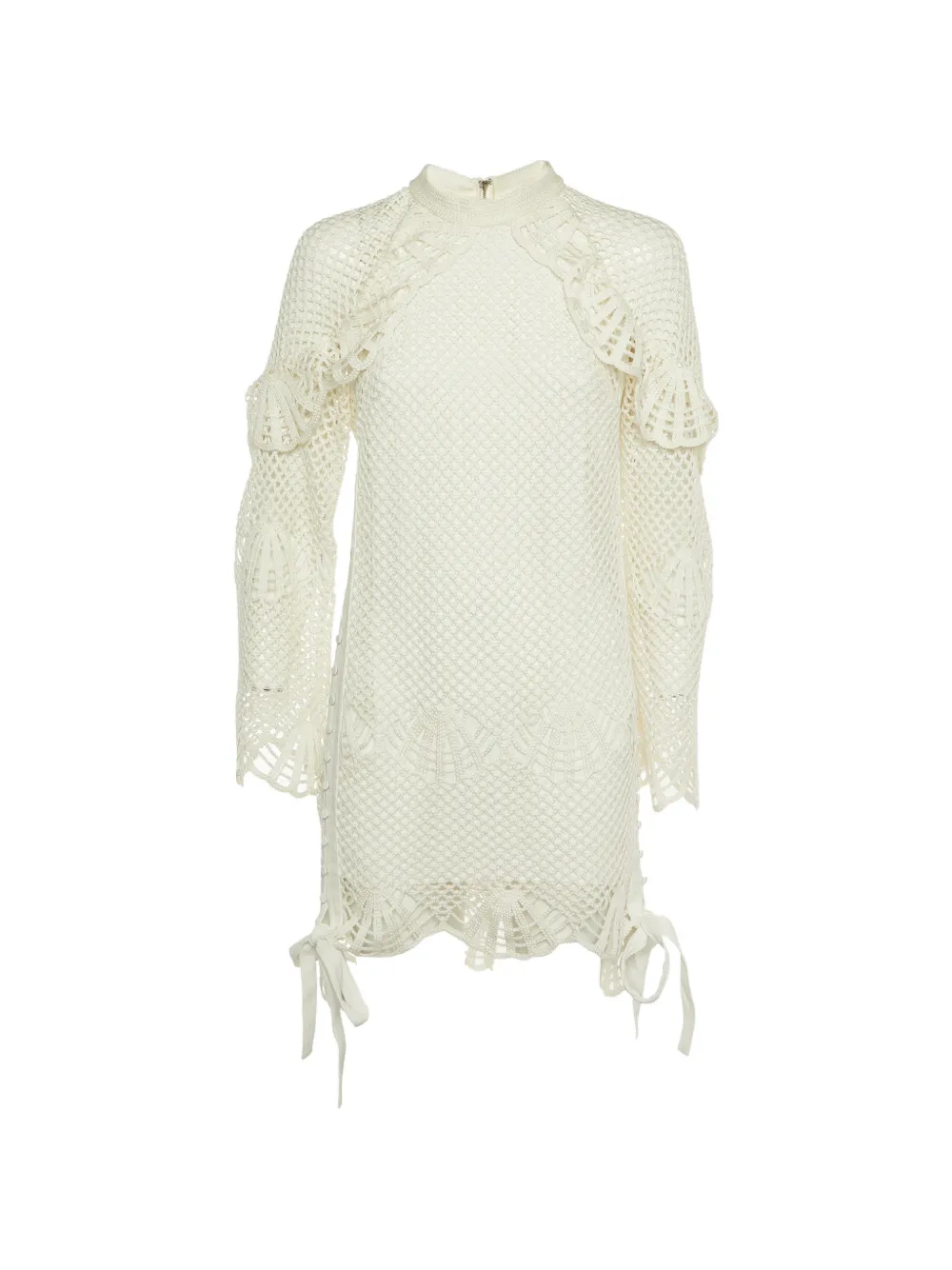 Self-Portrait crochet high-neck mini dress - Nude