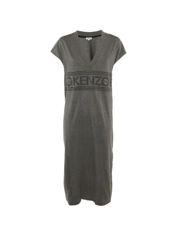 kenzo grey dress KENZO KIDS Younger Girls Grey Logo Dress