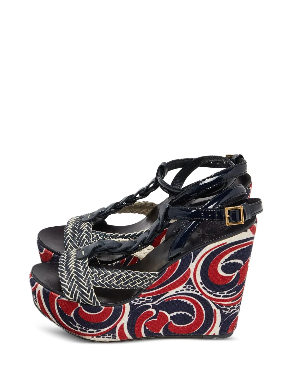 Tory Burch braided platform wedge sandals - Blu