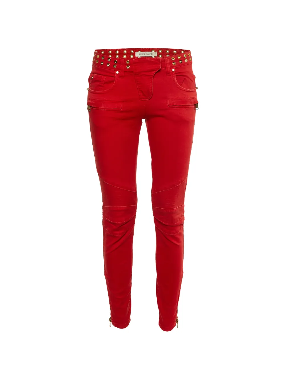 Balmain Pre-Owned Studded slim-fit jeans - Rot